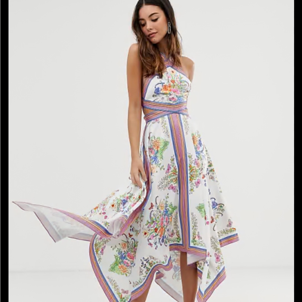 ASOS Floral Scarf-Print Halter Dress